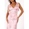Petal & Pup Womens Xavier Bow Shoulder Maxi Dress(Pink Floral)