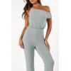Petal & Pup womens Heather One Shoulder Jumpsuit(Sage)