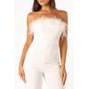 Petal & Pup womens Louise Feather Trim Jumpsuit(White)