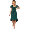Petal & Pup Womens Amanda Hi Lo Tie Front Dress(Emerald)
