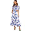 Petal & Pup Womens Aminah Puff Sleeve Dress(Blue Floral)