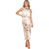 Petal & Pup Womens Anabelle Halter Neck Midi Dress(White Floral)