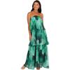 Petal & Pup Women’s Bloom Strapless Maxi Dress(Green Floral)