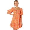 Petal & Pup Women’s Carmen Off Shoulder Mini Dress(Orange Print)