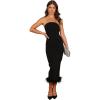 Petal & Pup Women’s Clara Feather Trim Midi Dress(Black)