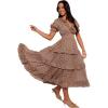 Petal & Pup Women’s Dayla Maxi Dress(Brown/Light Beige)