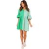 Petal & Pup Women’s Didi Frill Mini Dress(Green Stripe)