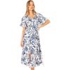Petal & Pup Women’s Kaleen Midi Wrap Dress(White Blue)