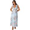 Petal & Pup Women’s Lucah Frill Shoulder Maxi Dress(Blue Floral)