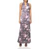 Petal & Pup Women’s Mila Halterneck Maxi Dress(Steel Gray Floral)