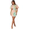 Petal & Pup Women’s Natalie Puff Sleeve Mini Dress(Coral Print)