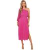 Petal & Pup Womens Pontee One Shoulder Pleated Midi Dress(Orchid)