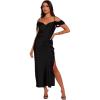 Petal & Pup Womens Reyna Off Shoulder Maxi Dress(Black)