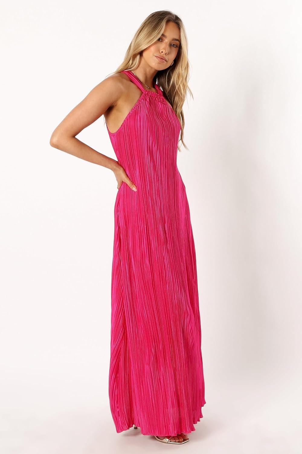 imagePetal ampamp Pup Womens Melody Plisse Halter Maxi DressPink