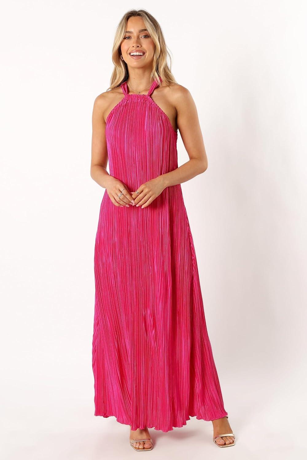 imagePetal ampamp Pup Womens Melody Plisse Halter Maxi DressPink