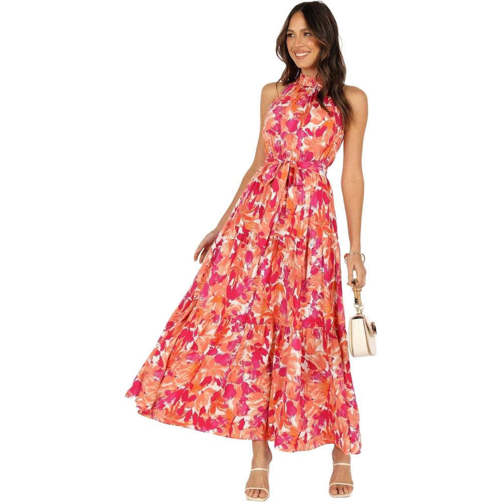 imagePetal ampamp Pup Womens Caroline Maxi Halter DressRed Orange