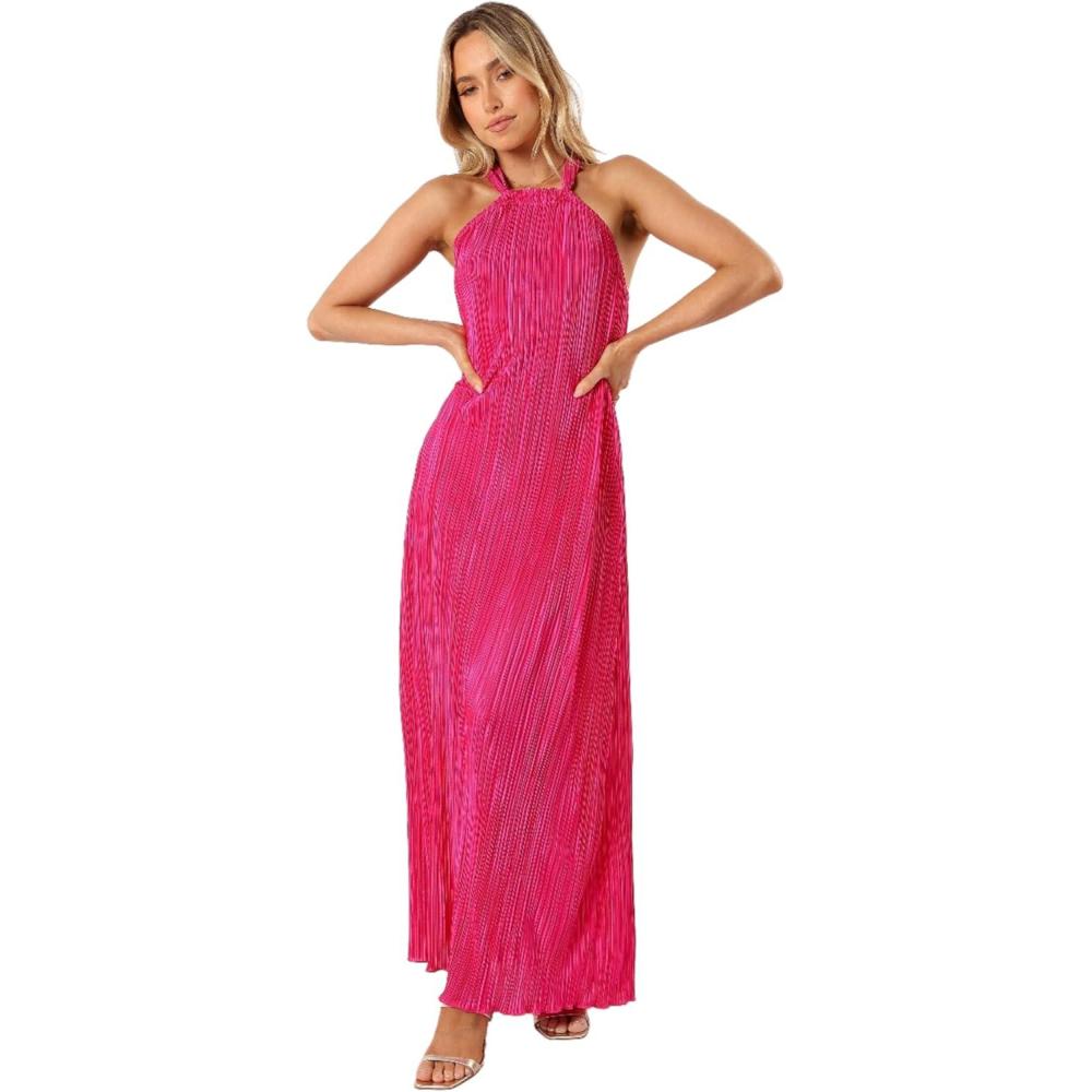 imagePetal ampamp Pup Womens Melody Plisse Halter Maxi DressPink
