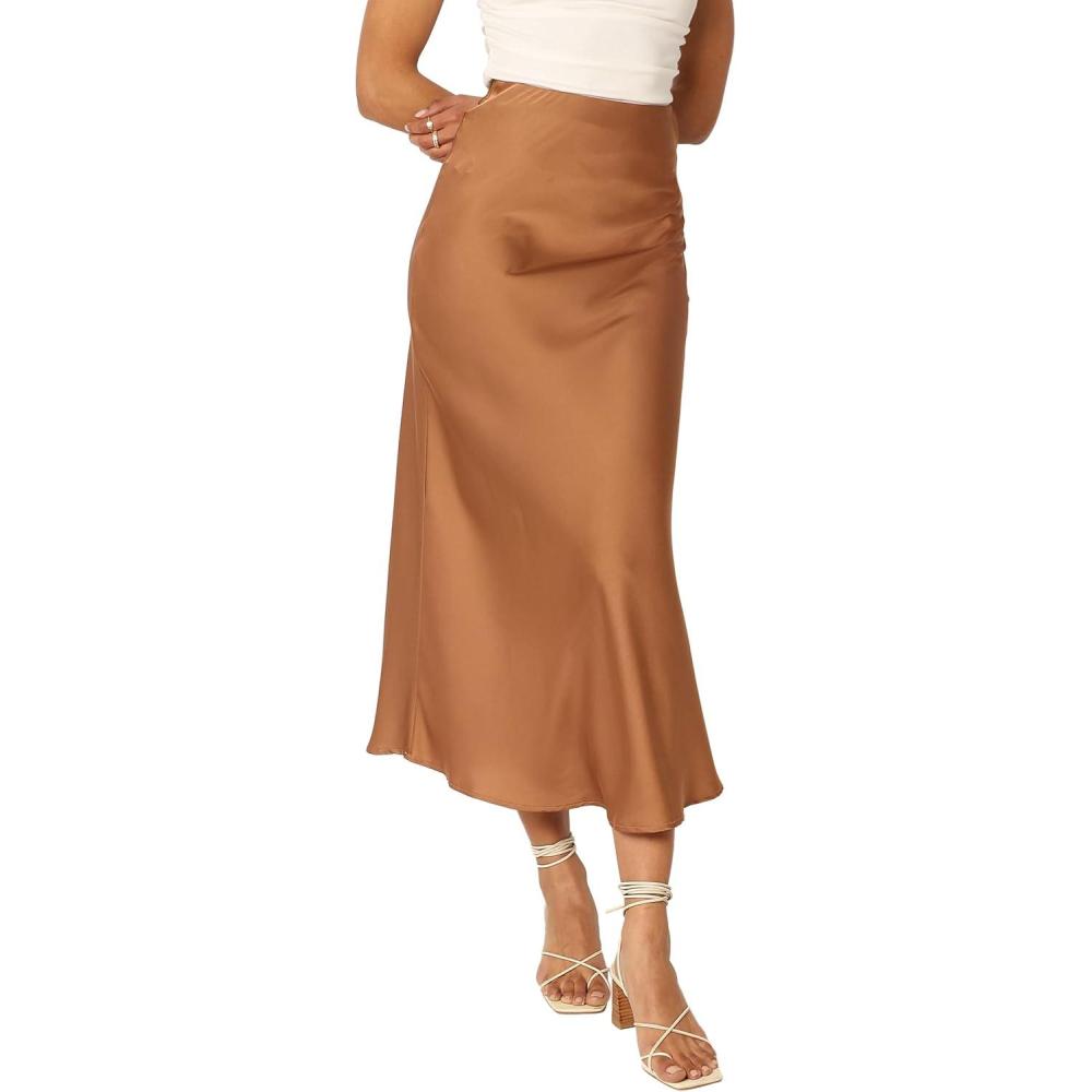 imagePetal ampamp Pup Womens Nellie Satin Midi SkirtBronze