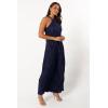 Petal & Pup Womens Melody Plisse Halter Maxi Dress(Navy)