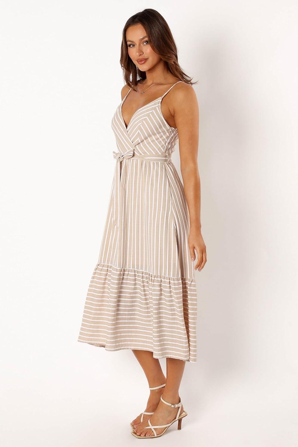imagePetal ampamp Pup Womens Odette Midi DressBeige Stripe