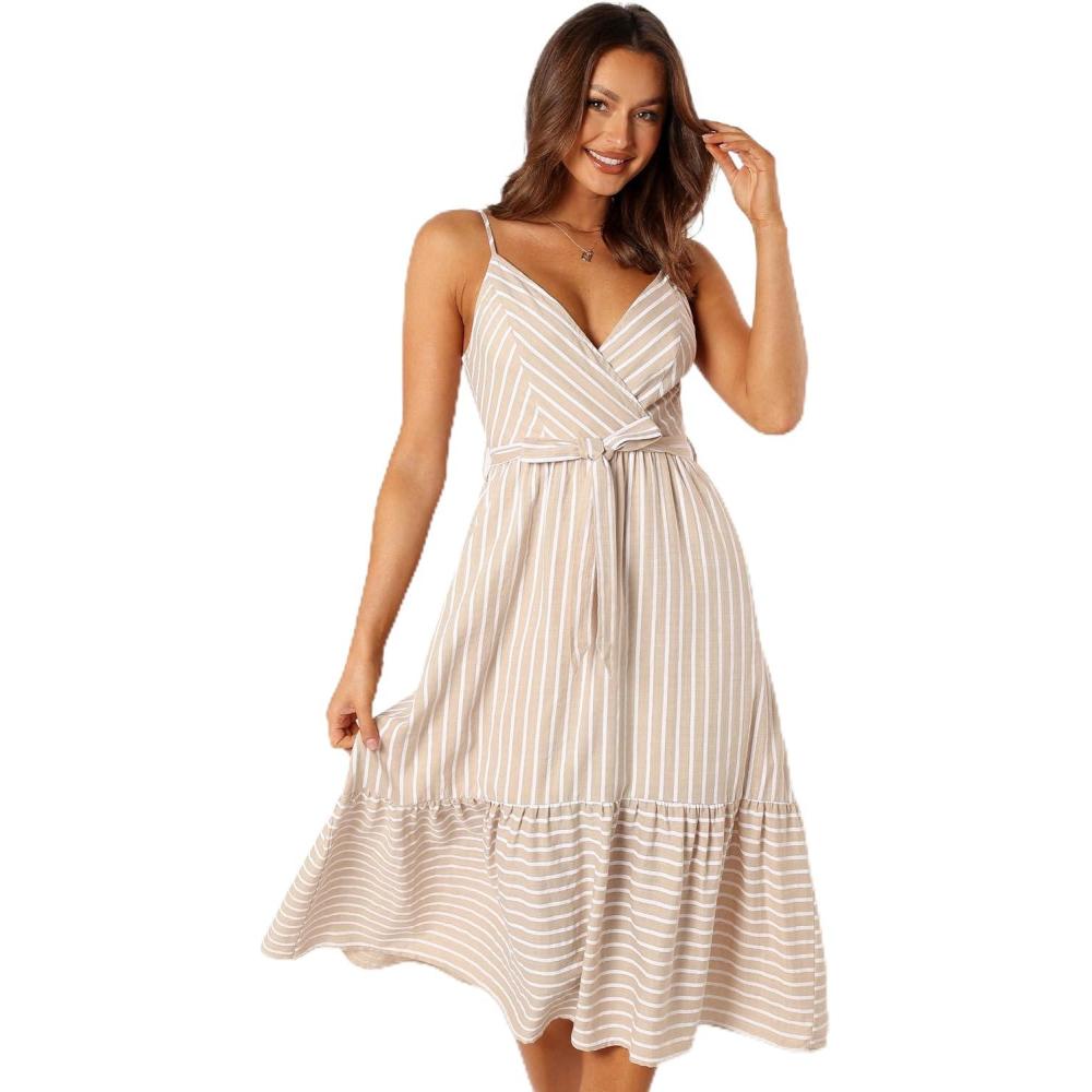 imagePetal ampamp Pup Womens Odette Midi DressBeige Stripe